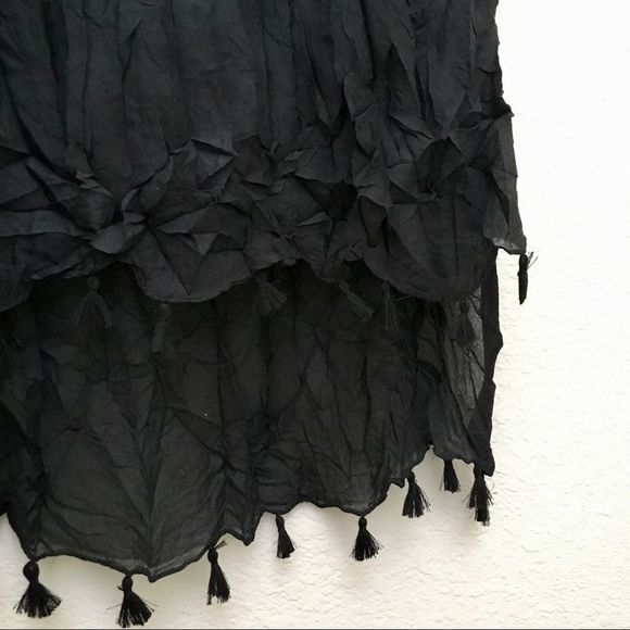 Crinkled Black Wrap Scarf, Tassel Trim, NWT…As Is, see description. - Picture 5 of 8